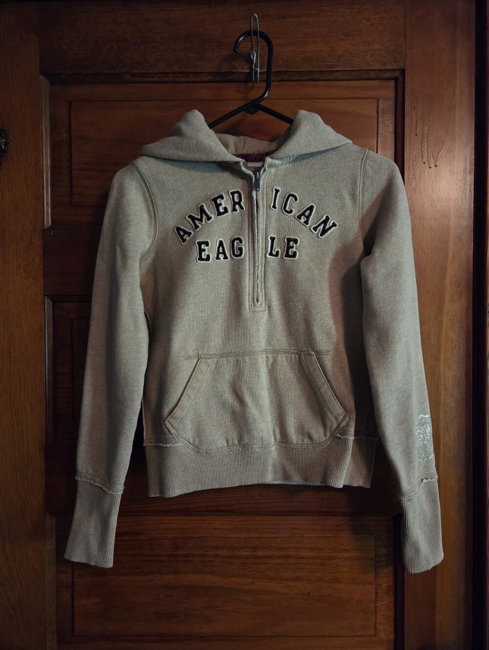 American Eagle Beige 1/4 Zip Hoodie
